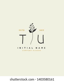 T U TU Beauty vector initial logo of floral and botanical with creative template for any company or business.