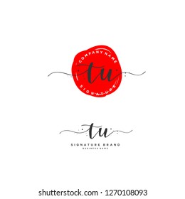 T U TU Initial letter handwriting and  signature logo.