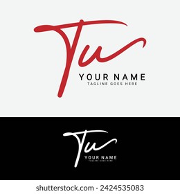 T, U, TU Initial letter logo. Alphabet TU Handwritten Signature logo