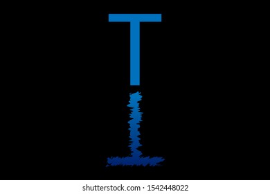 T uppercase letter with water reflection effect vector illustration. Wavy letter design for logo, emblem, label, card, company name, business or web page graphic element.