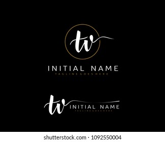 T V Initial handwriting logo vector. Hand lettering for designs.