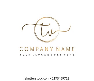 T V Initial handwriting logo vector