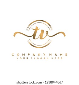 T V Initial handwriting logo vector