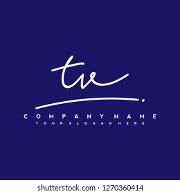 T V Initial handwriting logo vector