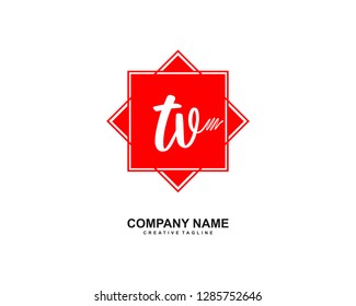 T V Initial Handwriting Logo Template Vector