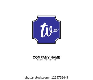 T V Initial Handwriting Logo Template Vector