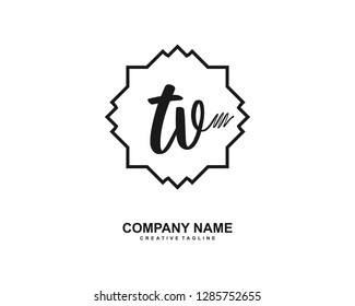 T V Initial Handwriting Logo Template Vector