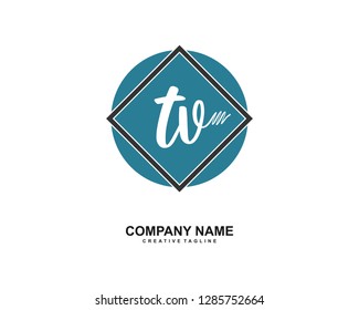 T V Initial Handwriting Logo Template Vector