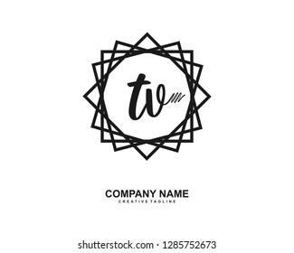 T V Initial Handwriting Logo Template Vector