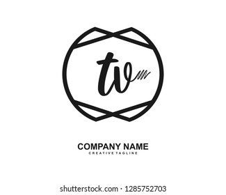 T V Initial Handwriting Logo Template Vector