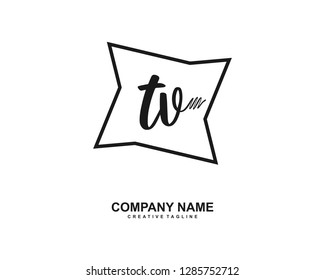 T V Initial Handwriting Logo Template Vector