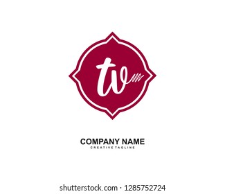T V Initial Handwriting Logo Template Vector