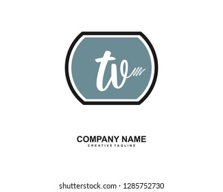 T V Initial Handwriting Logo Template Vector