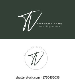 T V TV Initial letter handwriting and signature logo.	