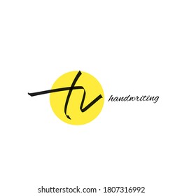 t v tv initial letter handwriting and signature logo