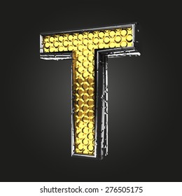 t vector golden and silver letter