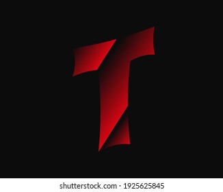 T horror vector, letra aterradora. El miedo loco es el tipo de letra brutal . Por crimen o crimen, horror noche oscura, mal diseño terrible y más