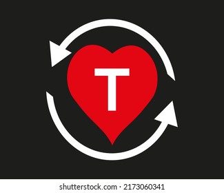 T vector logo icon with love shape and Aro illustration design isolated background symbol