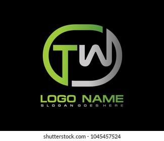 T W Initial circle logo template vector