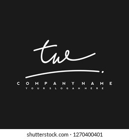 T W Initial handwriting logo vector