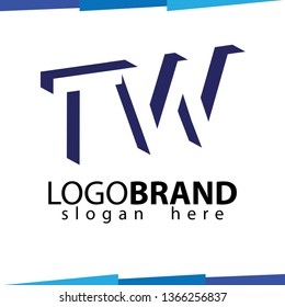 T W Initial Letter logo in negative space vector template