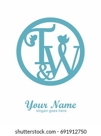 T W initial wedding decorative logo template