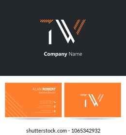 T & W joint logo stroke letter design with business card template