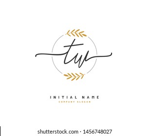 T W TW Beauty vector initial logo, handwriting logo of initial signature, wedding, fashion, jewerly, boutique, floral and botanical with creative template for any company or business.