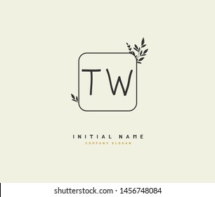 T W TW Beauty vector initial logo, handwriting logo of initial signature, wedding, fashion, jewerly, boutique, floral and botanical with creative template for any company or business.