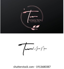 T W TW  Initial letter handwriting and signature logo. Beauty vector initial logo .Fashion, boutique, floral and botanical