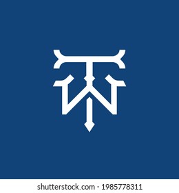 T W WT TW logo , classic initial concept logo design vector in intertwined and intersect letter design