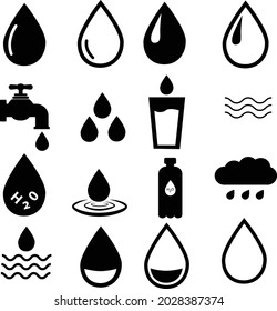 t water icons on white background. water sign. droplet logo. water symbol. flat style.