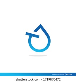t Wasserlogo, blau, Form, sauberer Premium-Vektorgrafik