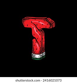 T WATERMELON FONT VECTOR DESIGN