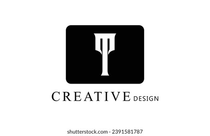 T white letter creative brand simple minimal logo design for all kind of business.