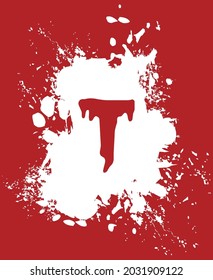 T - Weiß und Rot, Alphabet mit Splash und Spray-Effekt.