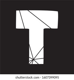 T white vector alphabet letter isolated on black background