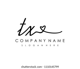 T X Initial handwriting logo vector