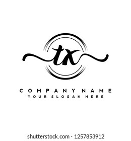 T X Initial handwriting logo vector