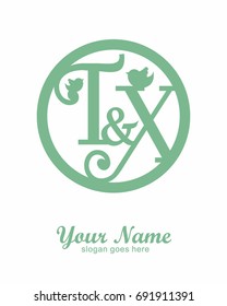 T X initial wedding decorative logo template