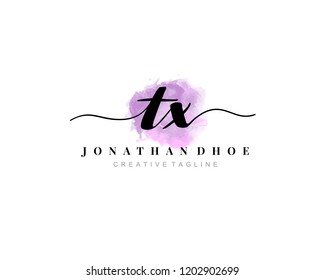 T X TX Initial watercolor logo on white background. Logo template vector