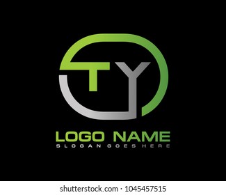 T Y Initial circle logo template vector