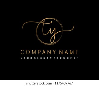 T Y Initial handwriting logo vector