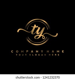 T Y Initial handwriting logo vector