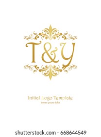 T & Y initial wedding logo template vector