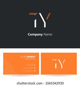 T & Y joint logo stroke letter design with business card template