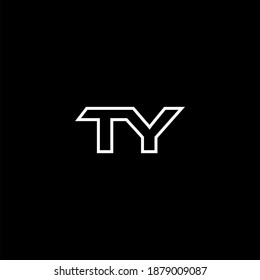 T Y letter logo abstract design on black color background. ty monogram