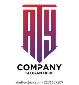 A T Y  lettering with square design vector template