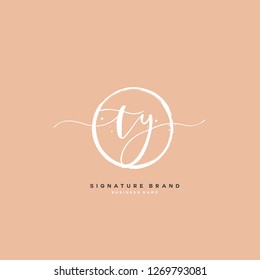T Y TY Initial letter handwriting and  signature logo.