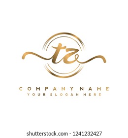 T Z Initial handwriting logo vector